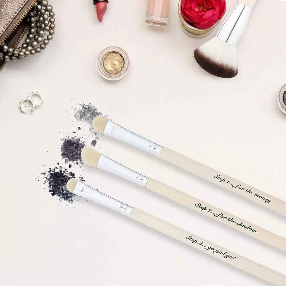 THE VINTAGE COSMETIC CO. 3 Pcs Cream Makeup Brush Set Eyeshadow Brushes
